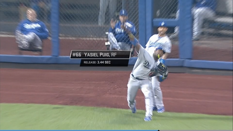 Illustration for article titled Watch How MLB's Crazy Tracking System Saw Yasiel Puig's Diving Catch